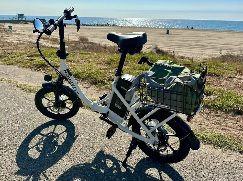 an electric bike staying at the seaside