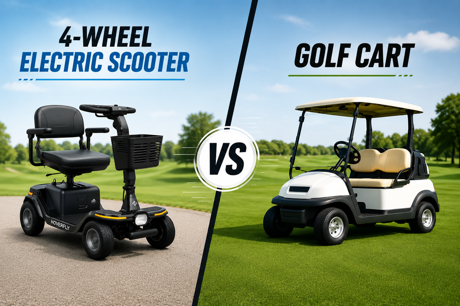 4-wheel electric scooter vs golf cart comparison for retirement community residents