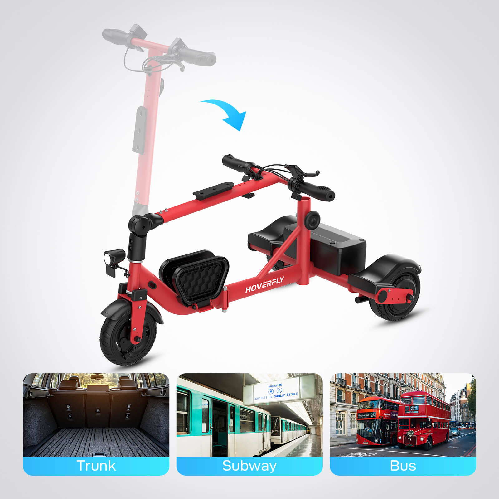 Hoverfly T3 3-wheel Foldable Mobility Scooter for Adults (🔥Limited Time Discount)