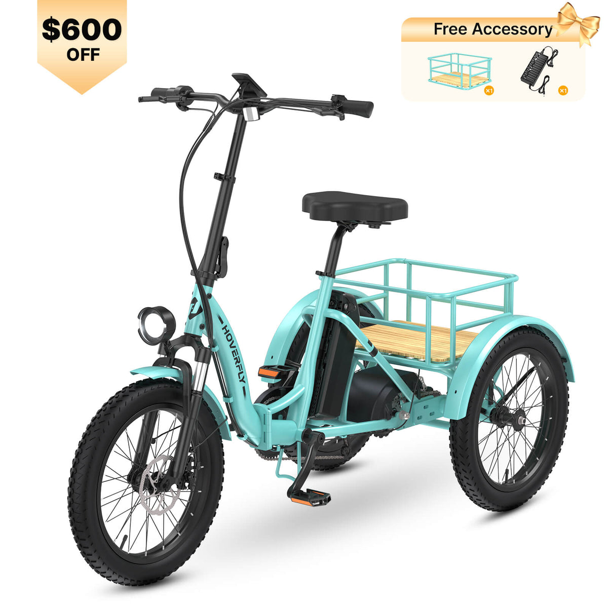 Hoverfly® ET1 Folding Electric Trike 15.5mph | 61 Miles Max Range(🌊Summer Sale)