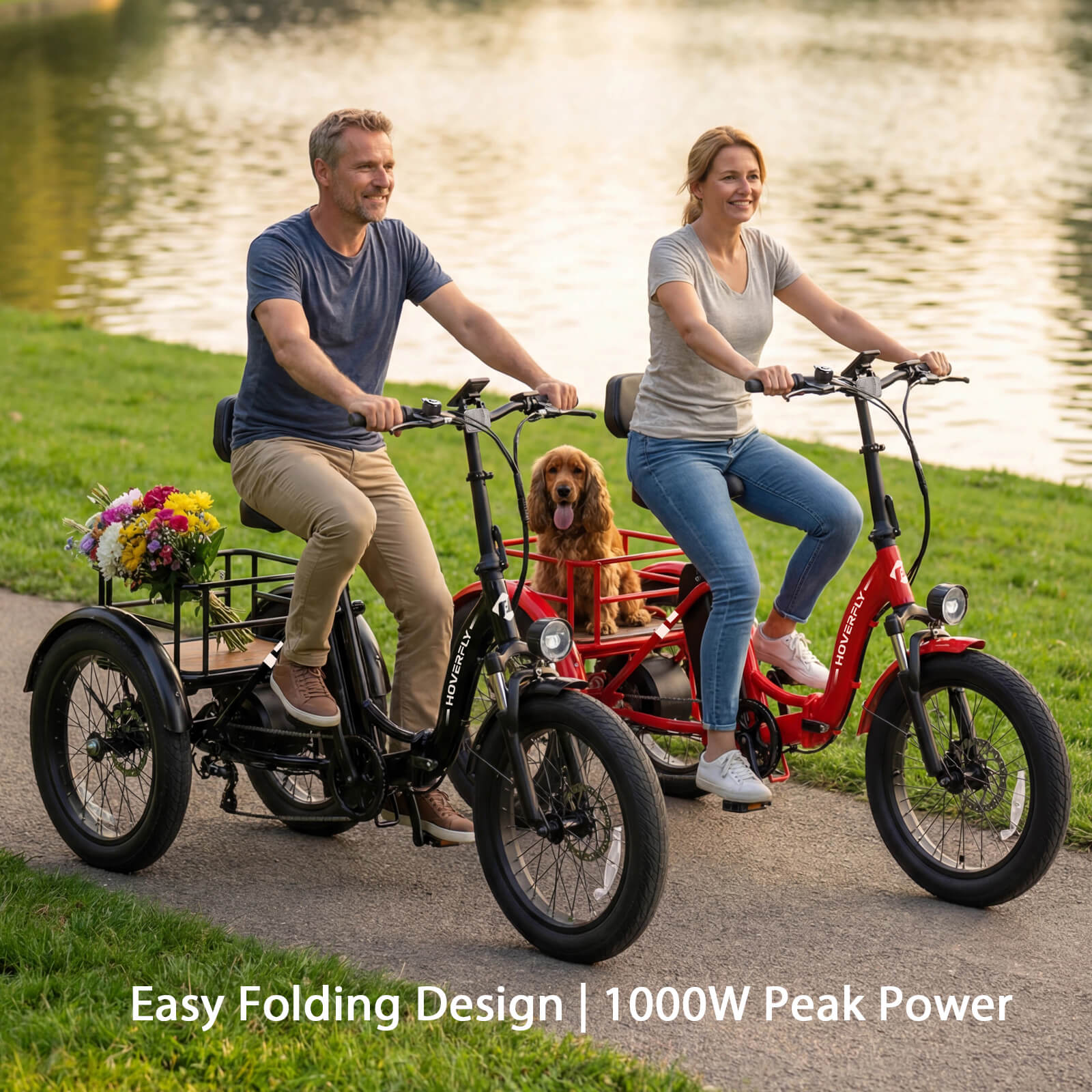 2-Pack Hoverfly ET1 Foldable Electric Trike – Perfect for Seniors( Limited Time Discount) Blue / Red