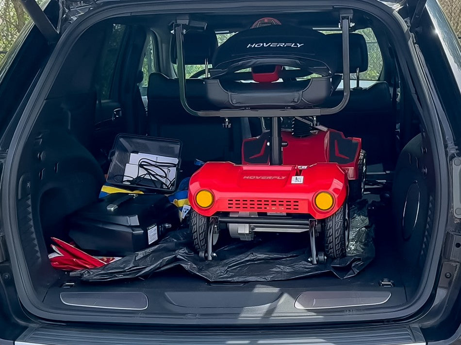 Hoverfly T4 folding mobility scooter in a car