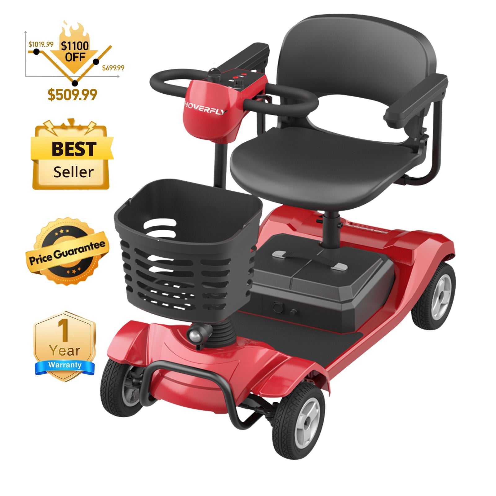 Hoverfly T4 Electric 4-wheel Mobility Scooter (🔥 BFCM Sale)