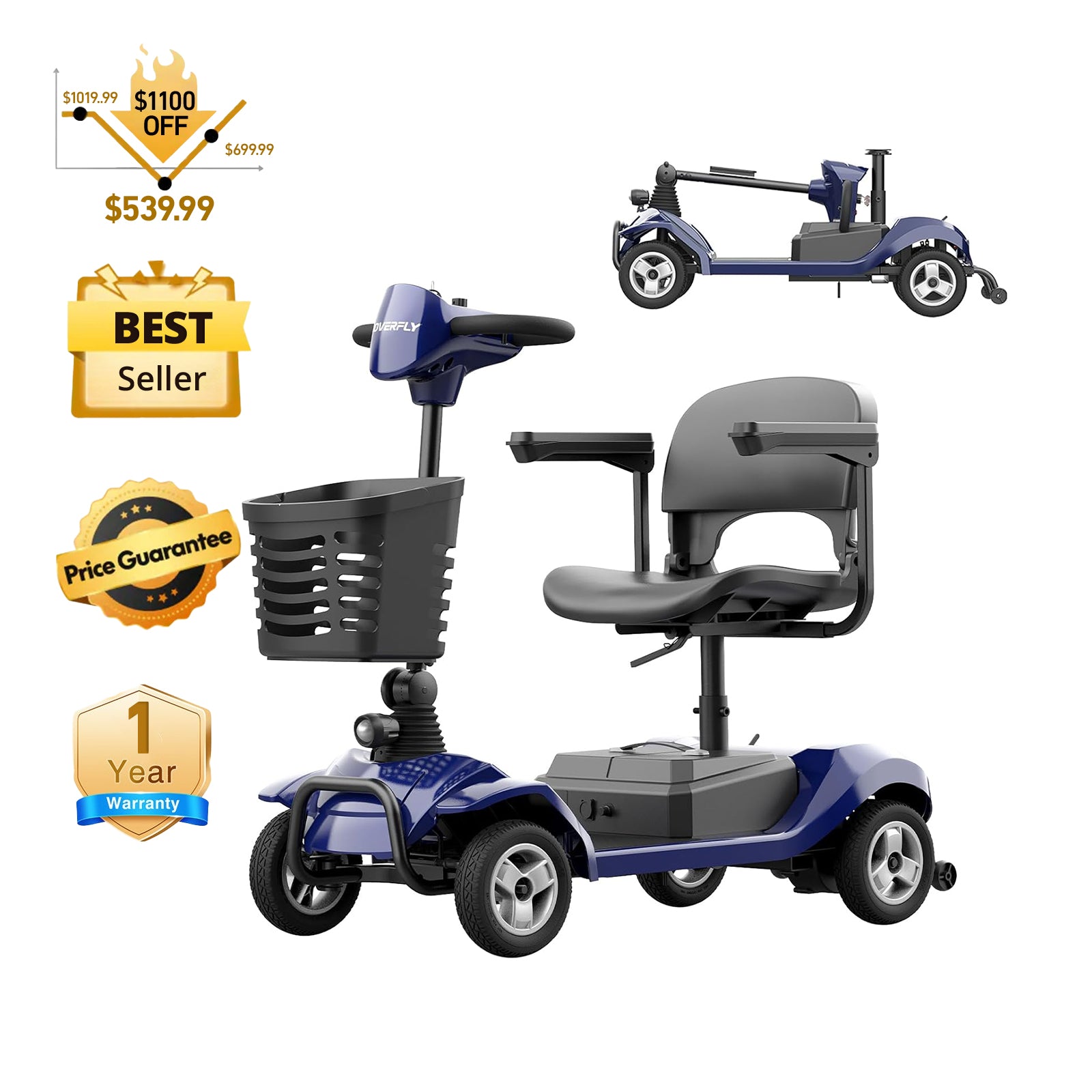 Hoverfly T4 Electric 4-wheel Mobility Scooter (🔥 BFCM Sale)