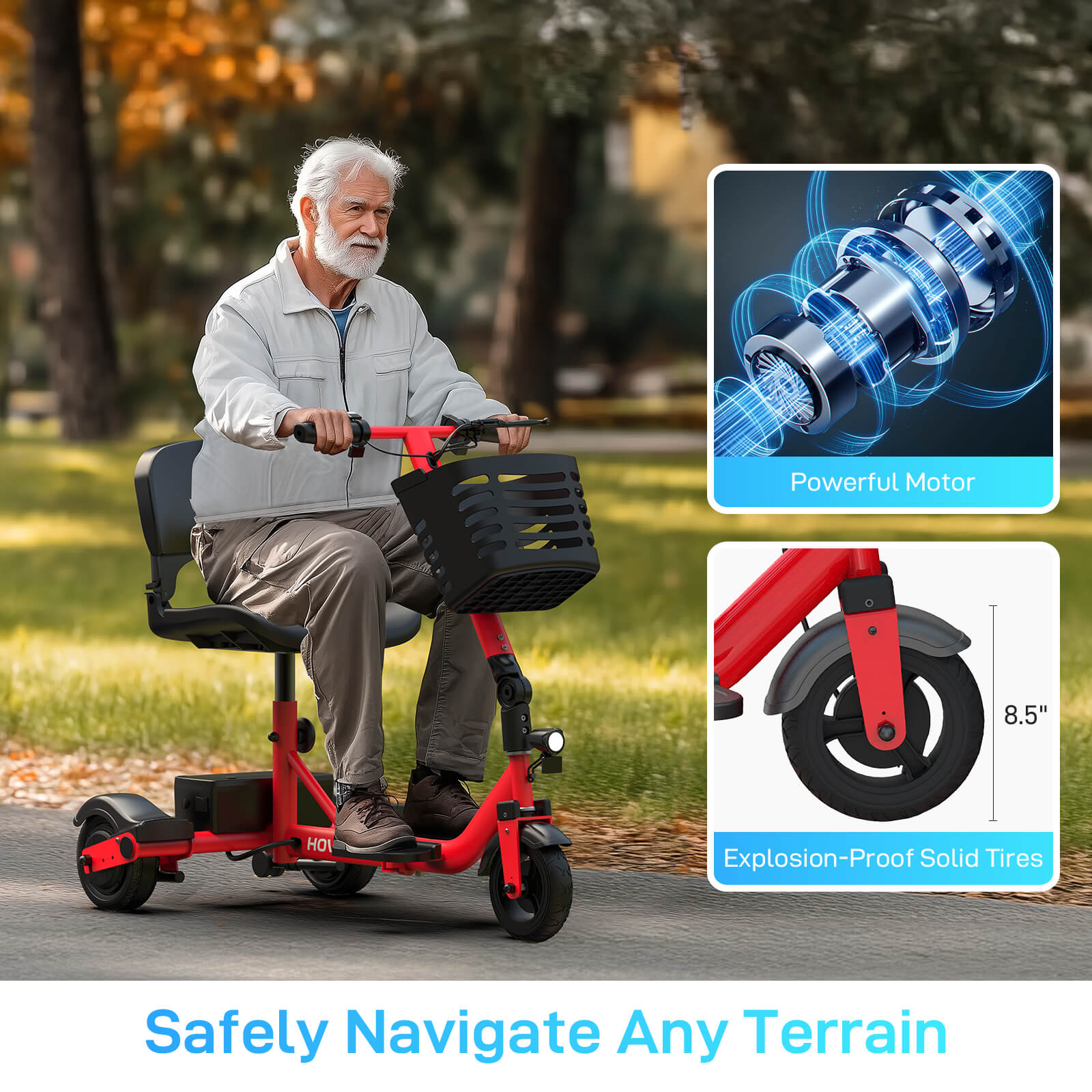Hoverfly T3 3-wheel Foldable Mobility Scooter for Seniors