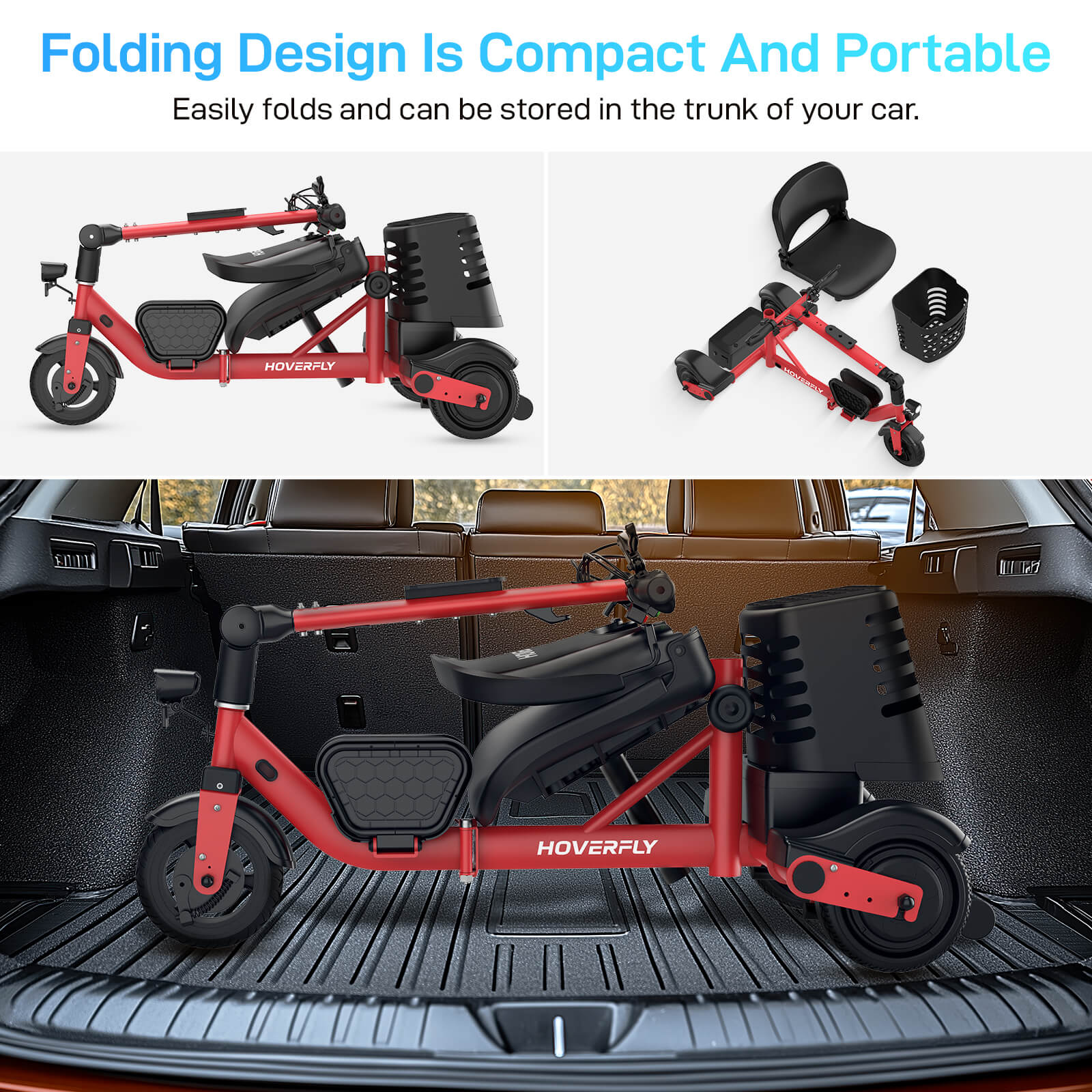 Hoverfly T3 3-wheel Foldable Mobility Scooter for Seniors