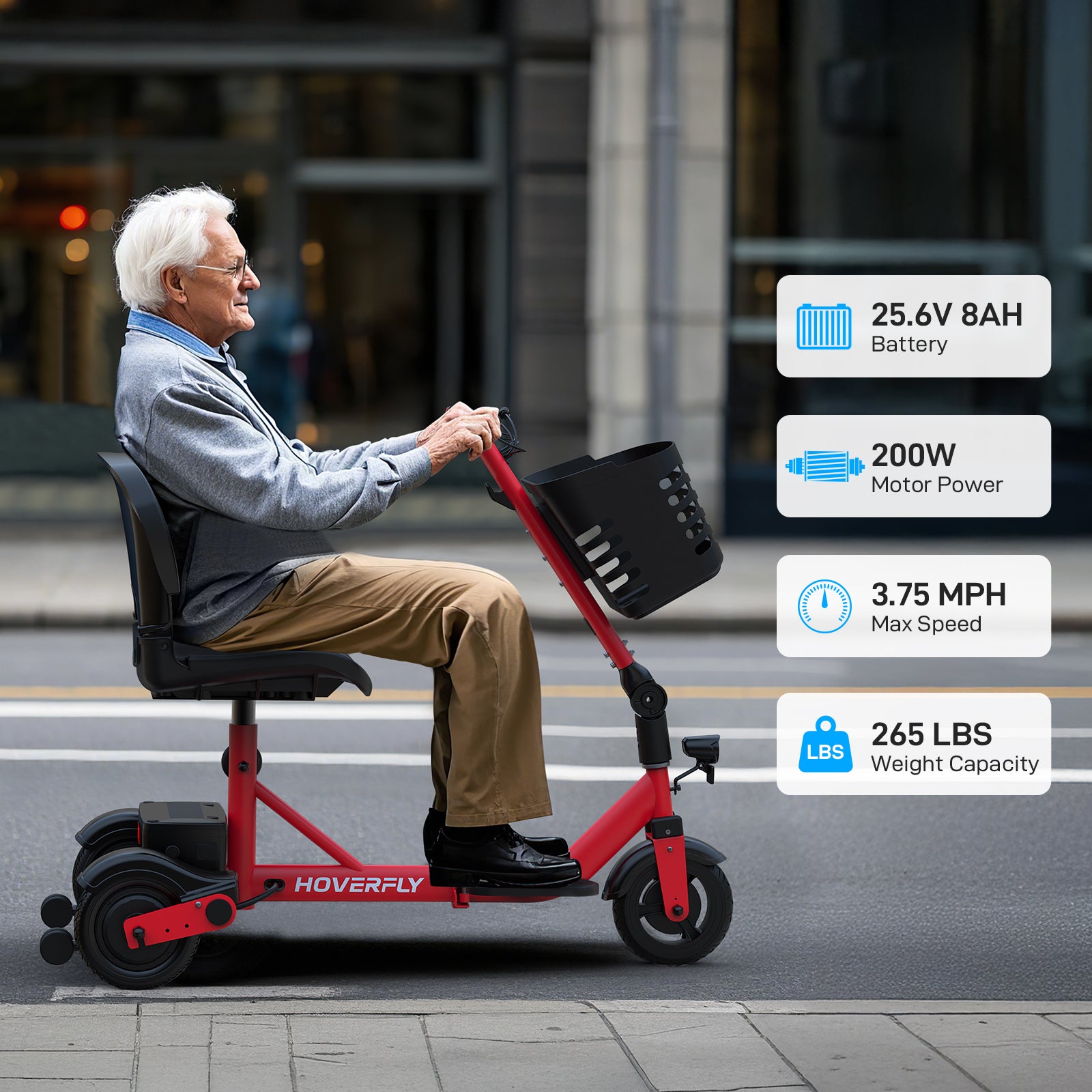 Hoverfly T3 3-wheel Foldable Mobility Scooter for Seniors (🚚Pre order)