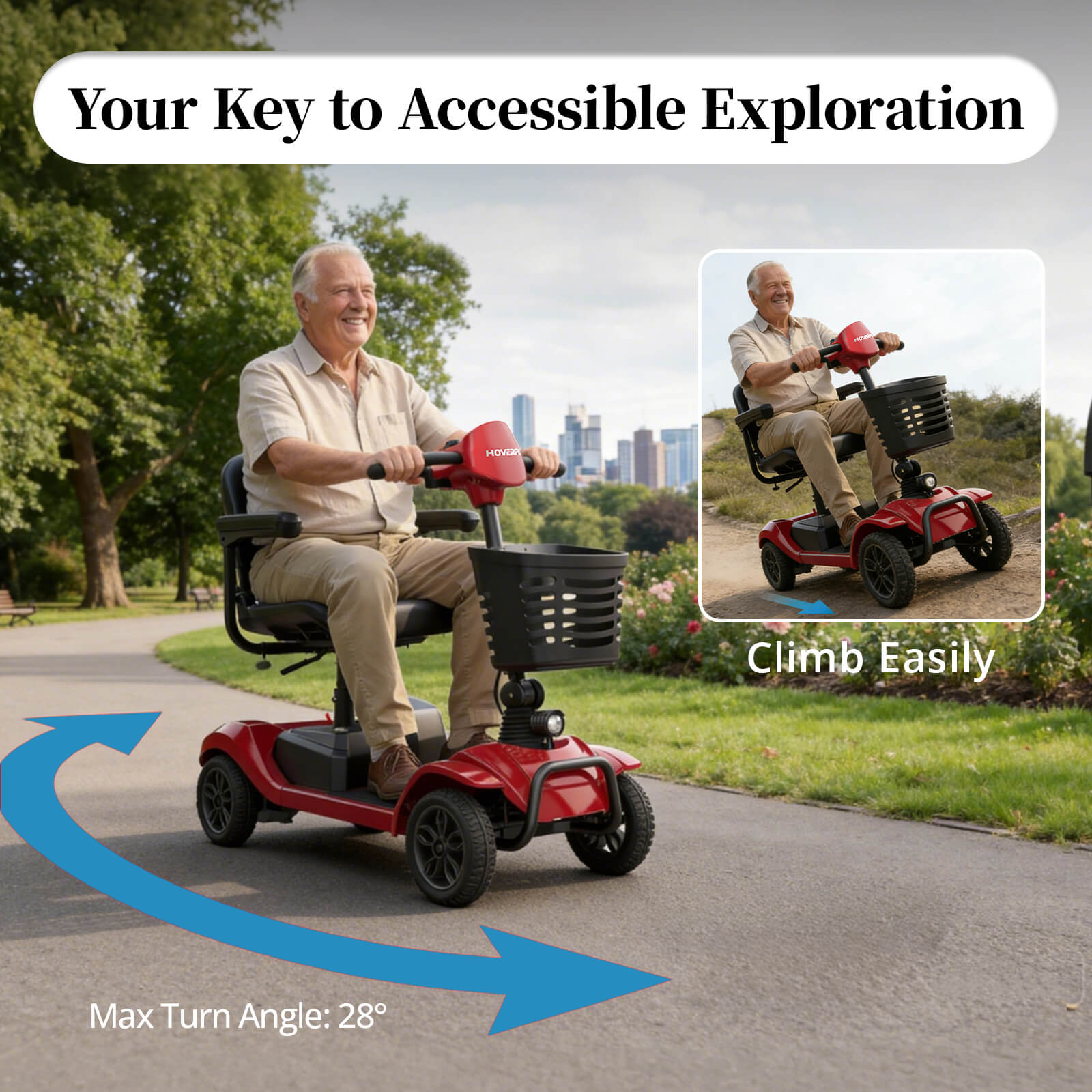 Hoverfly T4 Outdoor Mobility Scooter with Detachable Battery (🔥New Year Sale)