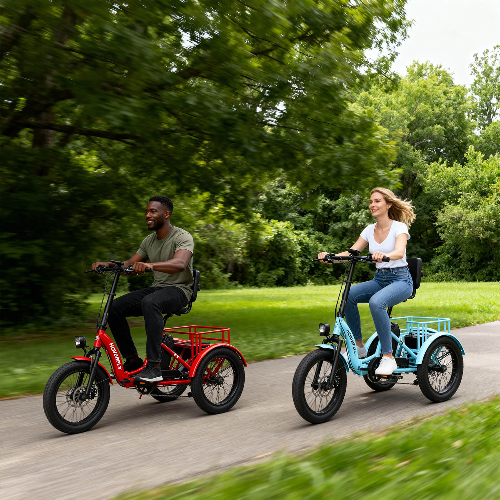 Hoverfly ET1 electric tricycle riding scene