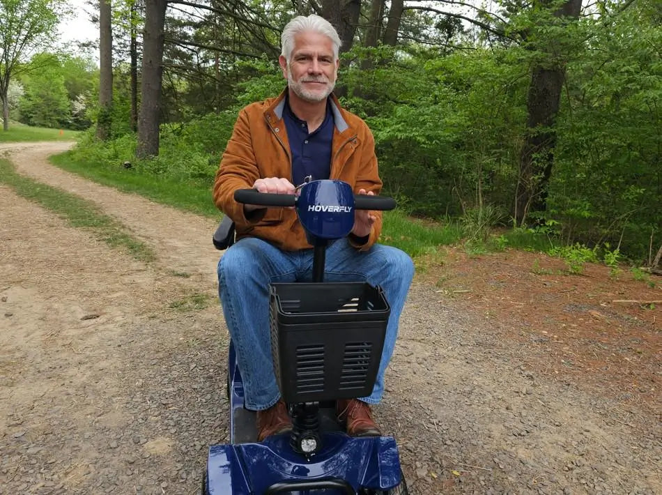 Hoverfly T4 mobility scooter on an uneven surface