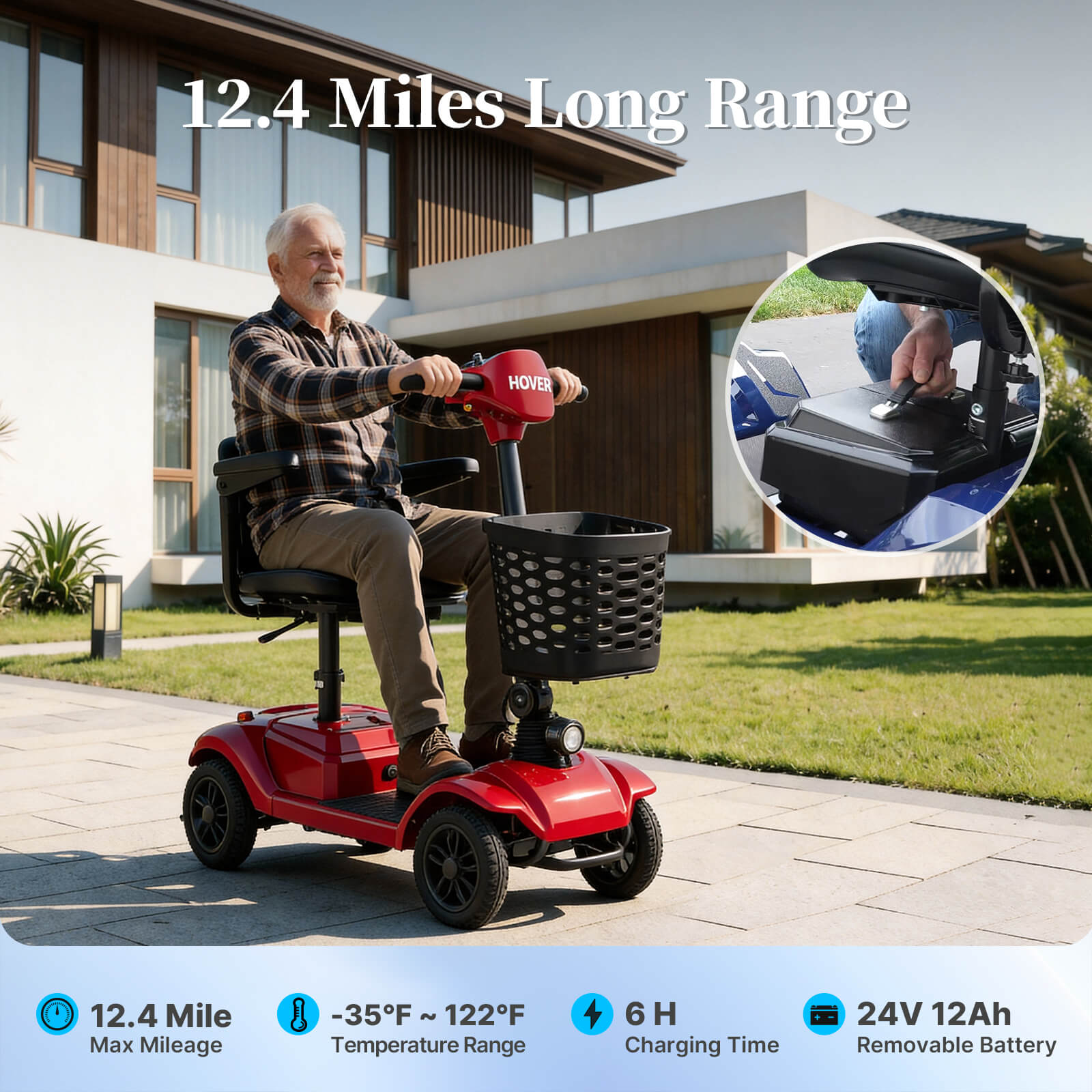 Hoverfly T4 Outdoor Mobility Scooter with Detachable Battery (🔥New Year Sale)