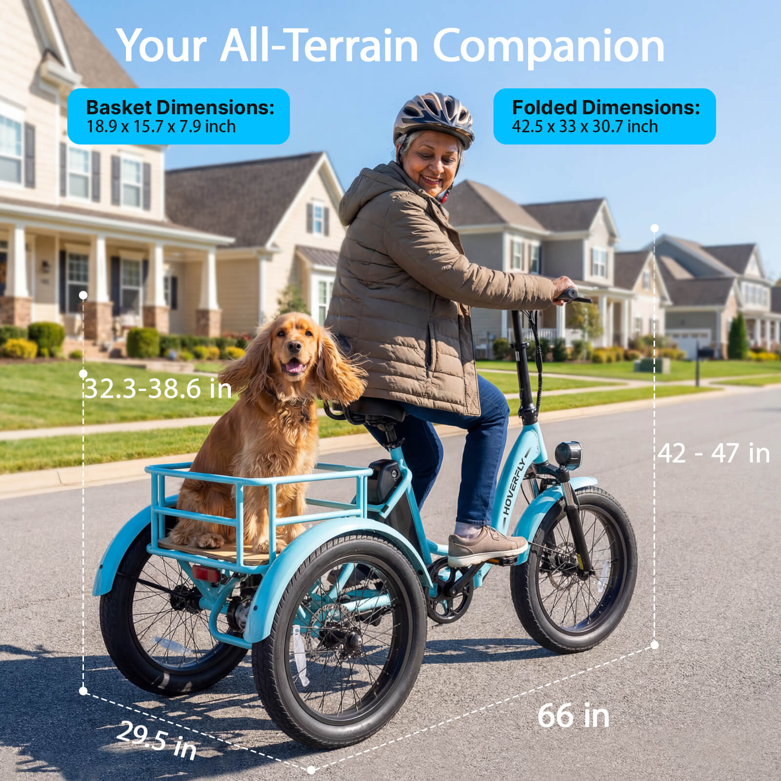 Hoverfly® ET1 Folding Electric Trike 15.5mph | 61 Miles Max Range(🌊Summer Sale)